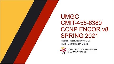 UMGC - Spring 2021 CMIT-455 CCNP ENCOR v8 Tutorial Packet Tracer 15.2.3: HSRP Configuration Guide