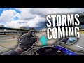 MOTORCYCLE OUTRUNS 2 THUNDERSTORMS - FAST R1 CROSSPLANE ENGINE - SCOOTER EATS IT IN RAIN - RPSTV