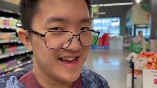 Alexander checking out Amazon Fresh for the first time
