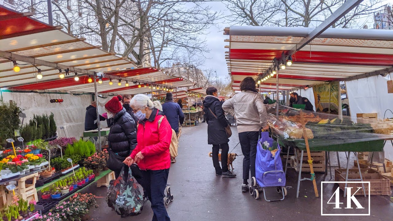 🇫🇷 Paris _ Marché Edgar-Quinet, Rue de Rennes, Duroc _ Binaural audio 🎧 ...