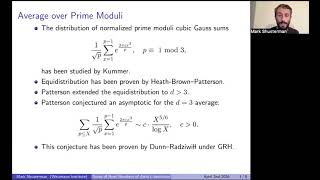 Mar Shusterman: Sums of Root Numbers of Artin L-functions (NTWS 284)