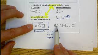 h alg 2 unit #2, lesson #10 det & inverse matrices