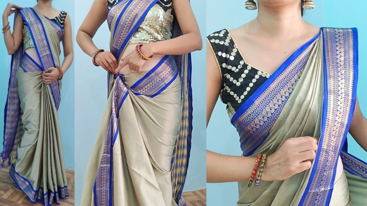 silk saree draping, saree draping tutorial, saree draping styles, kan...