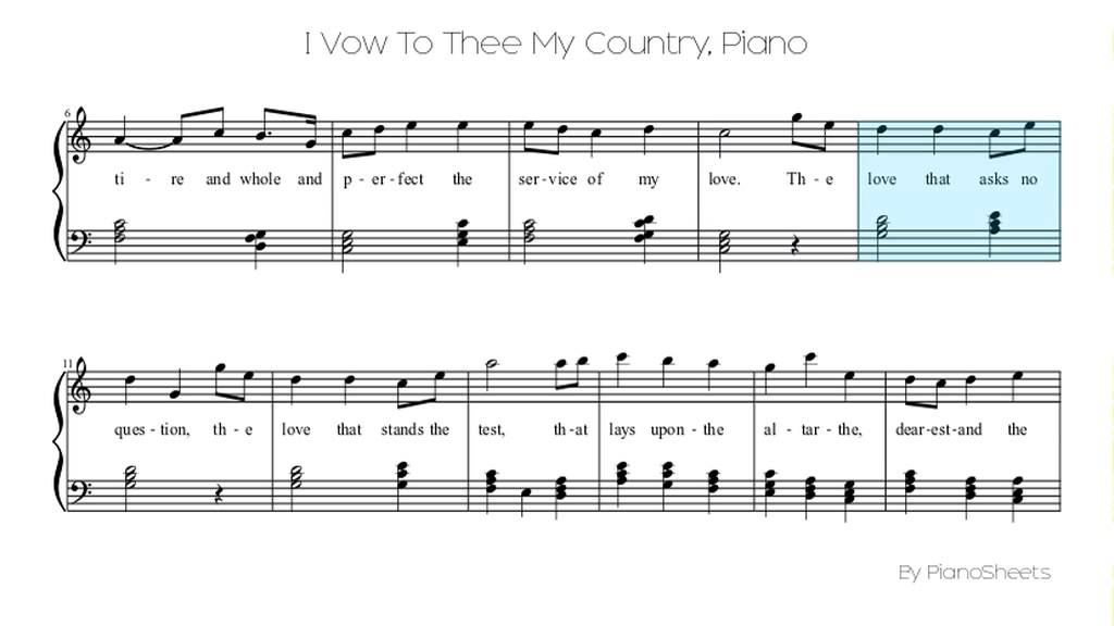 I Vow To Thee My Country Piano Solo Youtube