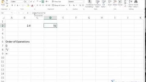 Learning Microsoft Excel - Order of Operations