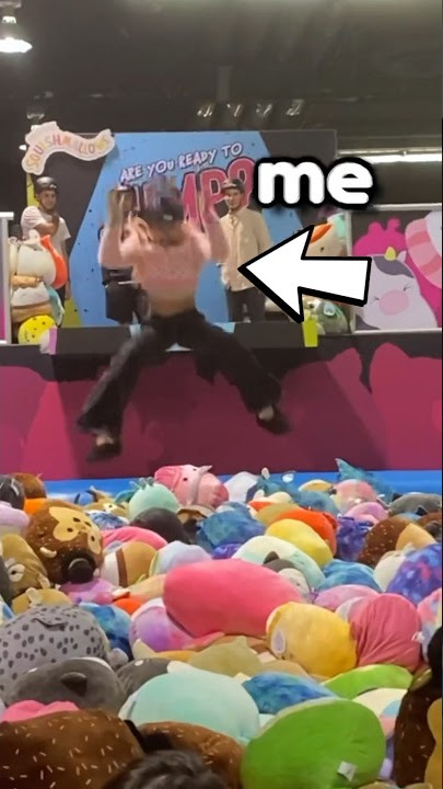 Squishmallow but I had to JUMP! #squishmallows #squishpit #vidcon2023 #shorts