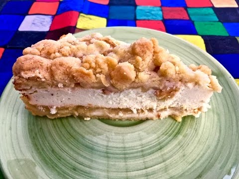 Apfel-Käsekuchen mit Apfelmus und Streuseln