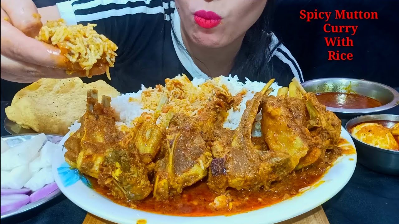 Eating Spicy Mutton Curry, Egg Curry With Rice | Indian Food Eating Show | Foodie JD