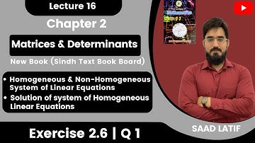 First Year Math New Book | Lecture 16 | Exercise 2.6 | Solution of Homogeneous Equation | Saad Latif