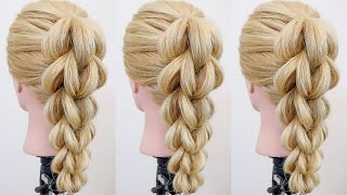 How To 3d Pull Through Braid For Beginners - No Braiding, Only Elastics! - Medium &amp; Long Hair