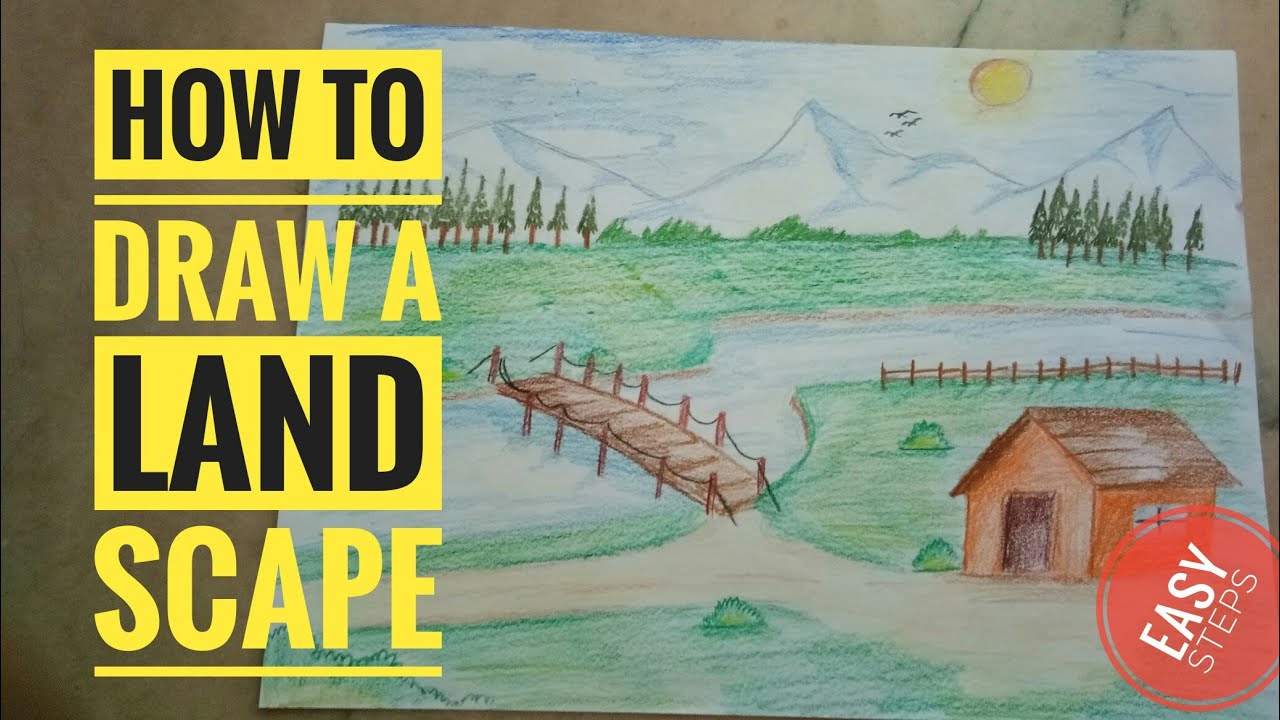 How to draw a Landscape|Pencil Color|For Kids|Easy steps - YouTube