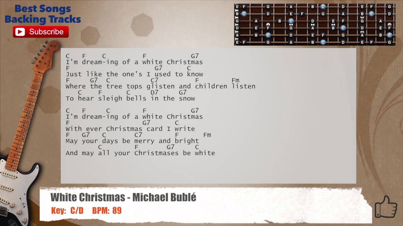 white christmas michael buble guitar backing track with michael buble christmas songs youtube