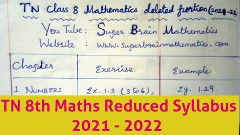 TN 8th Maths Reduced Syllabus 2021-22|Class 8 Maths reduced sums| Super brain mathematics