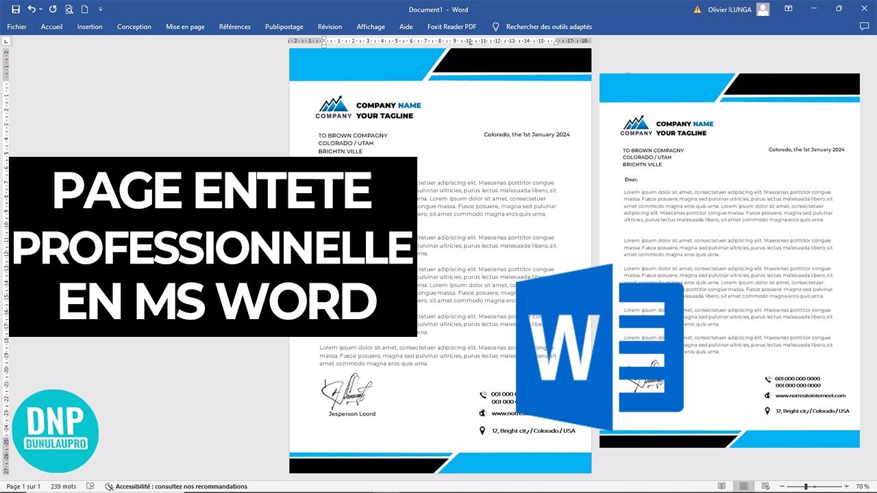 Comment créer une page entête facilement en Ms Word en 2024 - YouTube