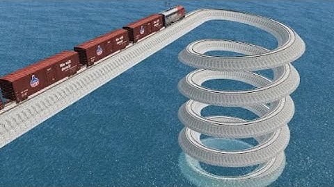 Weird Spiral Loop Rail Tracks Vs Train Crossing Insane Curvy path - BeamNG.Drive