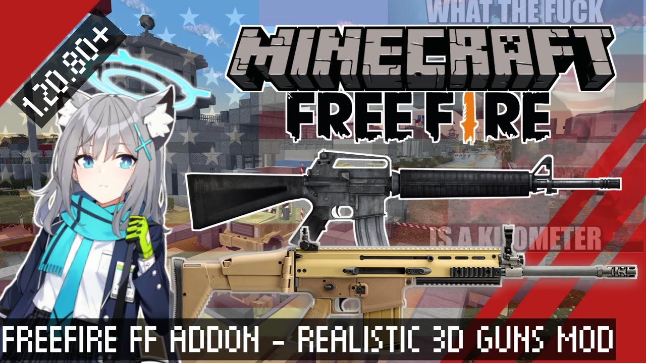 Minecraft Freefire FF Addon Realistic Guns 3D Showcase! | Creator ...