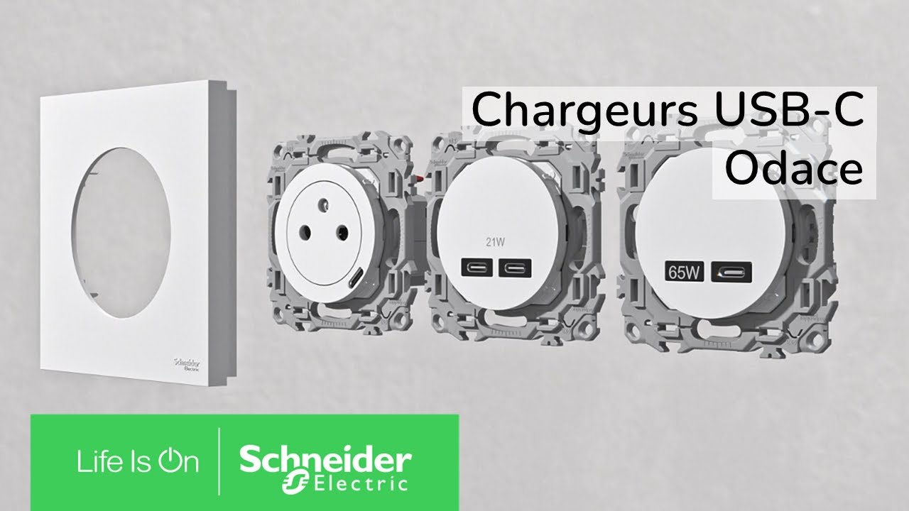 Prises USB-C Odace : charges rapides et installation simplifiée | Schneider Electric