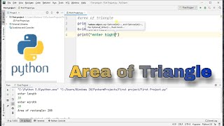 How to find AREA of TRIANGLE in Python using PyCharm