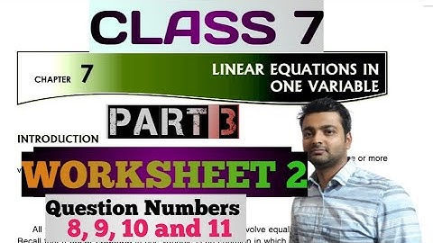 D.A.V. Math | Class 7 | Ch 7 | Linear Equations in one variable |W/S 2 | 8-11 |  Art Of Mathematica