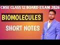 Biomolecules Short Notes || Chse class 12 board exam 2026 || chse odisha big update