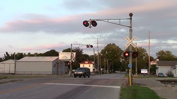 Main Street/U.S. Highway 136 Railroad Crossing - CSX L418 with CSX 6037 in Crawfordsville, Indiana