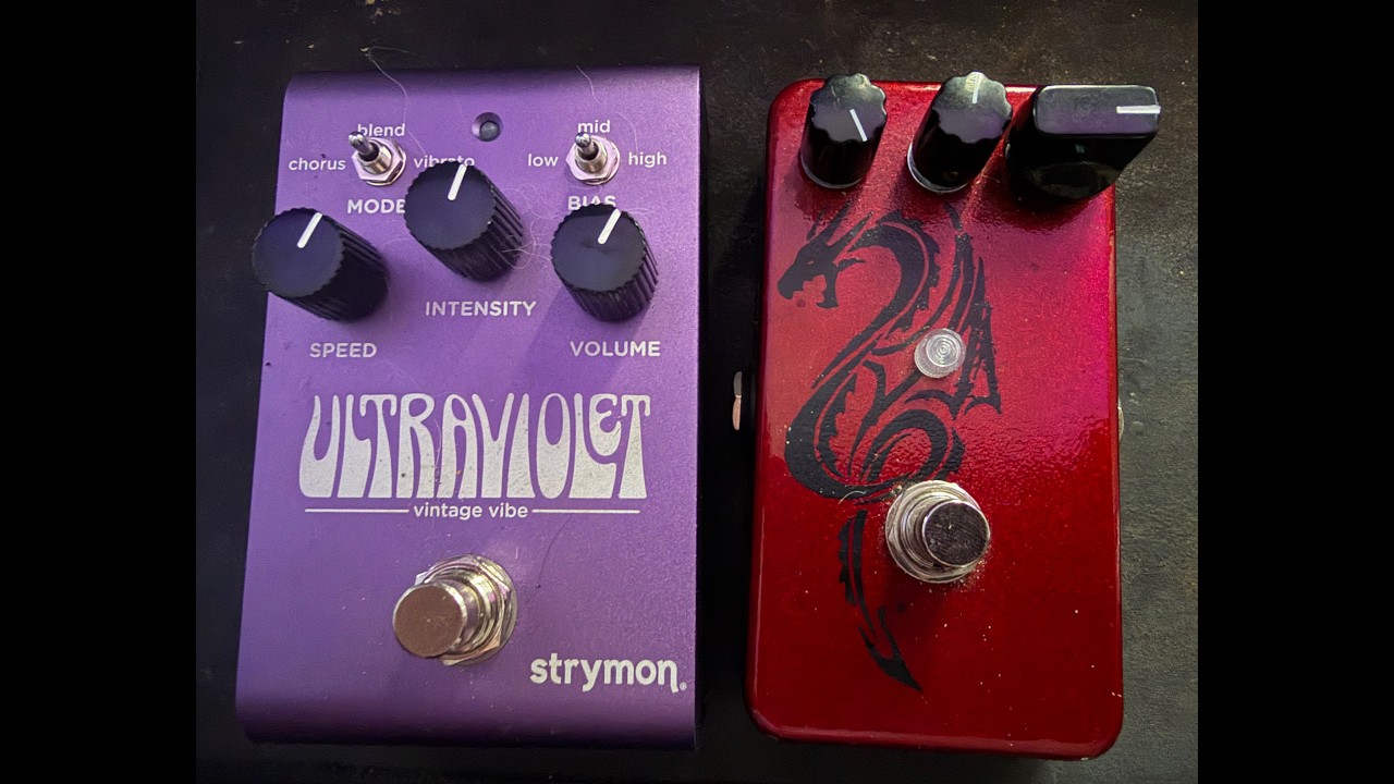 Lovepedal Red Dragon Fuzz and a Strymon Ultraviolet Vibe (Strat