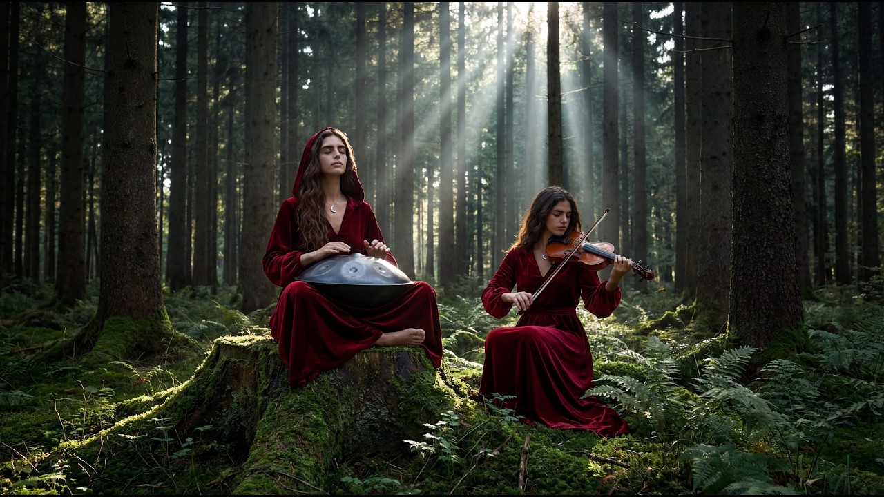 🌲 Mystic Woods | Deep Handpan & Melancholic Violin in the Black Forest (1-Hour Focus)