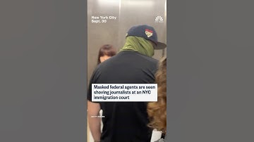 Masked federal agents are seen shoving journalist at an NYC immigration court