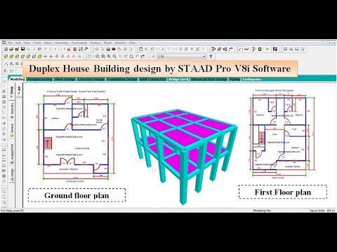 Duplex House Building design by STAAD Pro V8i Software - YouTube