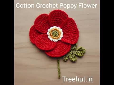 Poppy Crochet Flower Applique #crochetideas #crochet #cottonCrochet
