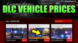 GTA 5 ONLINE NEW NIGHTCLUB DLC CARS &amp; VEHICLES PRICE LIST ESTIMATIONS! (GTA 5 After Hours Update)