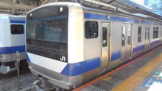 E531系水カツK477編成+K426編成普通(常磐線直通)土浦行き東京駅8番線発車シーン