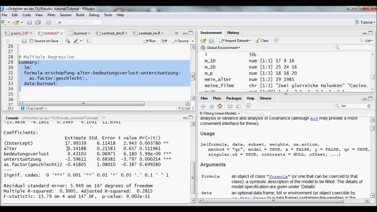 R Instrcution Using Mult R-Stutorials III - 14 Multiple Regression - YouTube