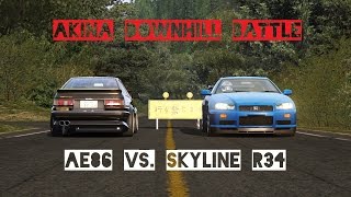 VR [Oculus Rift] AE86 vs. Skyline R34 Touge Battle Mount Akina Downhill | Assetto Corsa Gameplay