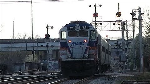 MARC Train with GP39H-2 Engine 72 Traveling Under B&O CPL