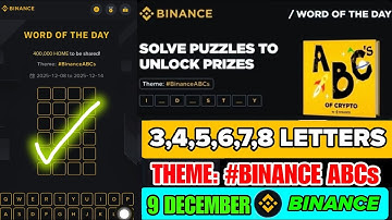 Theme #BinanceABCs | Binance Crypto WODL Answers Today | All Letters WOTD