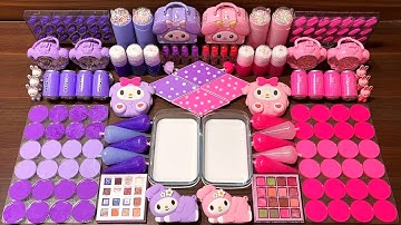 Slime mixing Random into Glossy: Purple vs Pink Melody ASMR