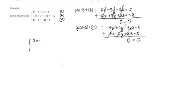 Solving a system of three linear equations with three variables  infinitely many solutions  example