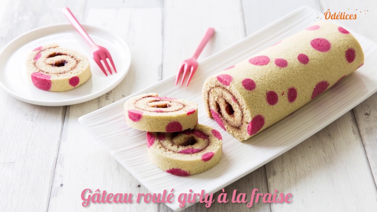 Gâteau roulé girly à la confiture de fraise - Recettes faciles Odelices 