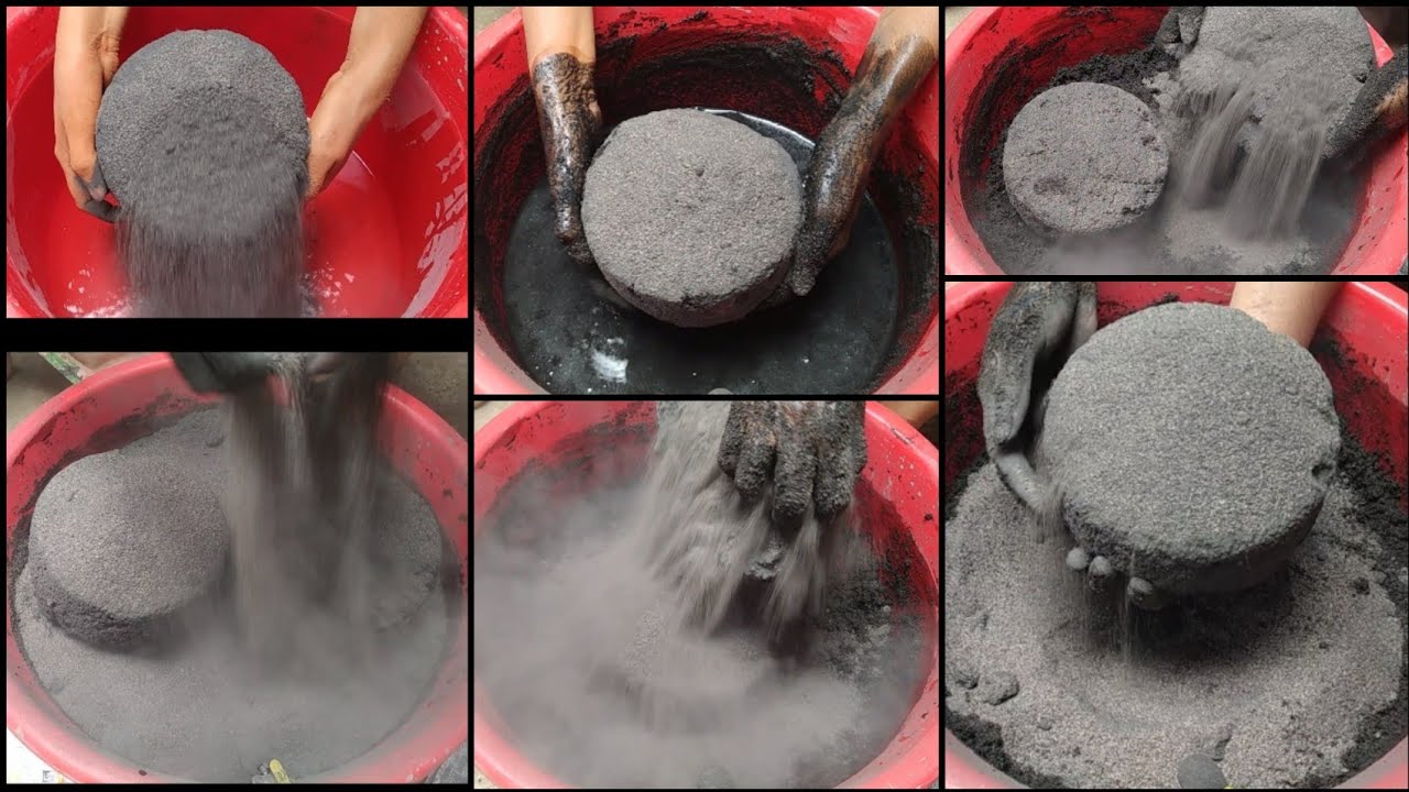 Super Soft Dusty🖤 Charcoal Sand Bowl Crumbling In Water 🤤💦