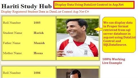 Display registered data with Profile Image in DataList Control Asp.Net | Hindi | Free Online Classes