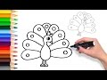 How to Draw a Colourful Peacock | Teach Drawing for Kids and Toddlers Coloring Page Video