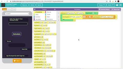 How to make an app that calculates you age in years to Hours on Code.Org