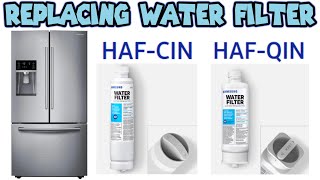 How to replace water filter in a Samsung Refrigerator with HAFCIN and HAFQIN filters.