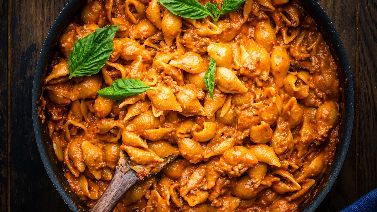 One-Pot Creamy Beef and Shells - Easy Back To School Meal