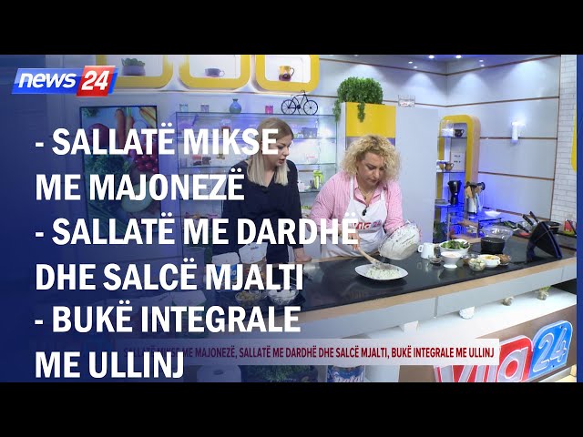 Sallatë mikse me majonezë /Sallatë me dardhë,salcë mjalti /Bukë integrale me ullinj (Receta nga Ida)