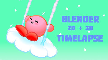 Kirby swinging on Cloud #blender #3d #timelapse