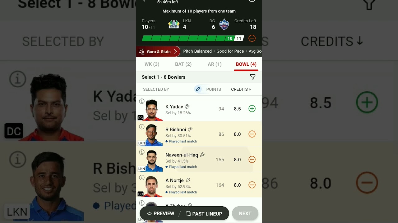 LSG vs  DC dream11 team of today match # LSG vs DC dream11 pardiction ##