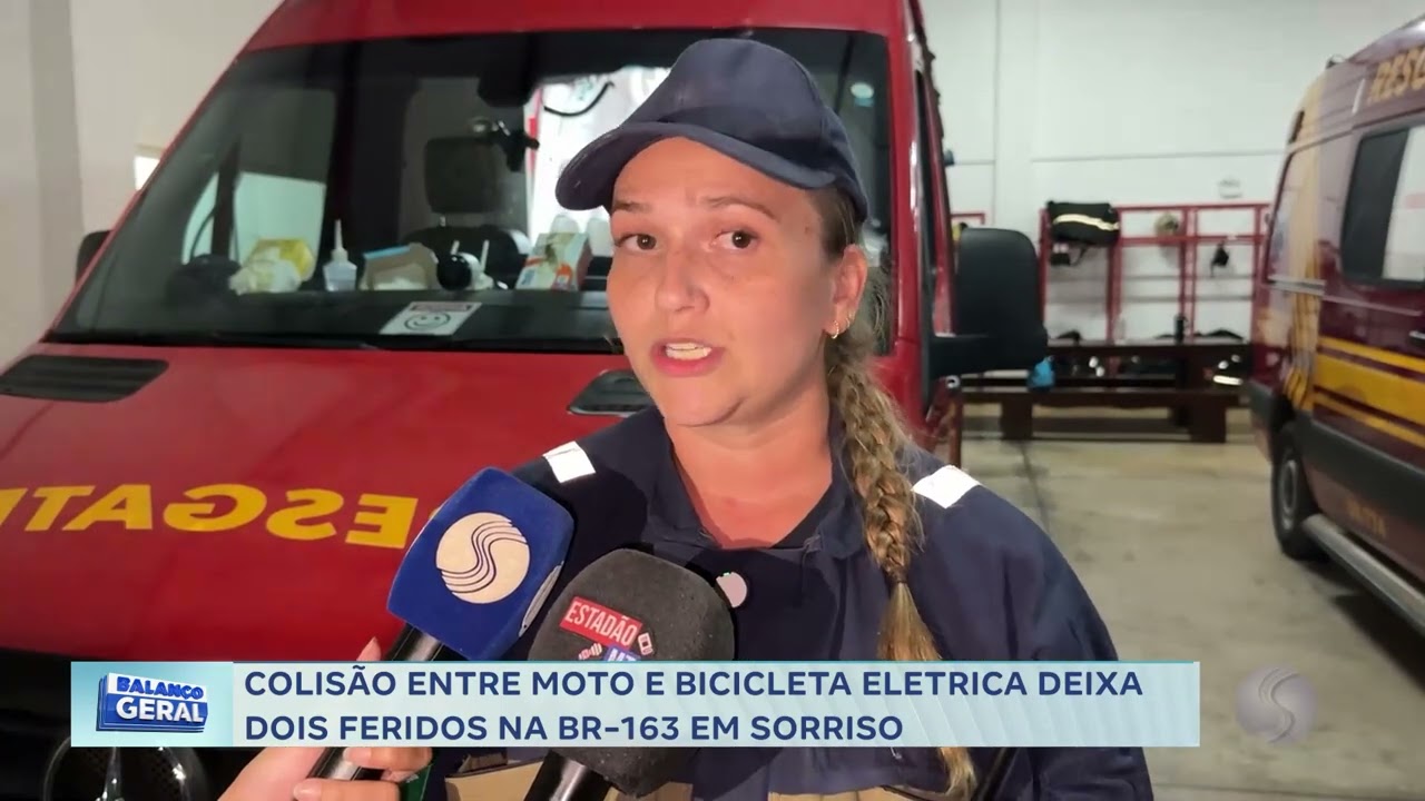 Colisão entre moto e bicicleta elétrica deixa dois feridos na BR-163 em Sorriso