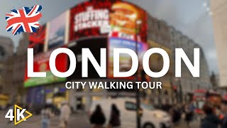 WINDY London City Walk (4K): Oxford Street to Piccadilly Circus via Regent Street 🍃🇬🇧